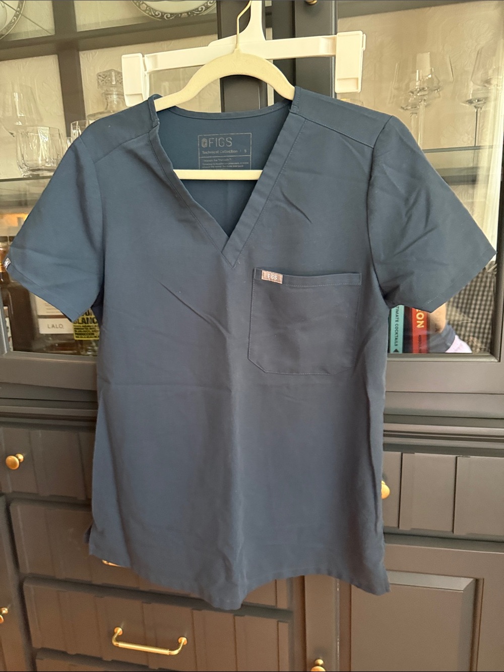 FIGS women’s ' Navy V-Neck top in Dark Harbor